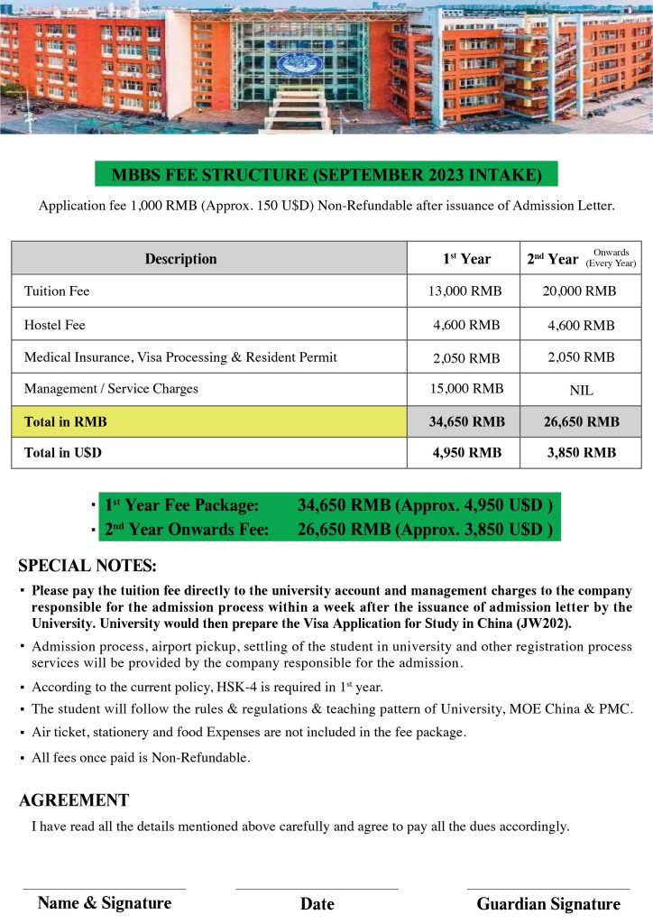 Nanchang Medical University fee Structure 2023